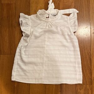 Voy White Ruffled Tie back Top